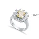 Citrine CZ Stone Square Design Silver Cluster Stony Ring Citrine CZ Stone Square Design Silver Cluster Stony Ring