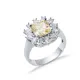Citrine CZ Stone Square Design Silver Cluster Stony Ring Citrine CZ Stone Square Design Silver Cluster Stony Ring