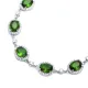 Emerald CZ Oval Shape Stony Sterling Silver Bracelet