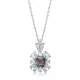 Square Mystic Topaz CZ Flower Sterling Silver Necklace