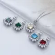 Square Mystic Topaz CZ Flower Sterling Silver Necklace