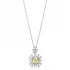 Square Citrine CZ Flower 925 Sterling Silver Necklace