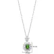 Rectangle Emerald CZ Flower Sterling Silver Necklace Rectangle Emerald CZ Flower Sterling Silver Necklace