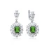 Emerald Rectangle Shape CZ Cluster 925 Silver Earrings