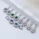 Emerald Rectangle Shape CZ Cluster 925 Silver Earrings Emerald Rectangle Shape CZ Cluster 925 Silver Earrings