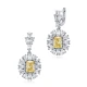 Citrine Rectangle Shape CZ Cluster 925 Silver Earrings - Sade 925 Silver Jewelry