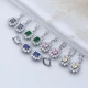 Citrine Rectangle Shape CZ Cluster 925 Silver Earrings - Sade 925 Silver Jewelry