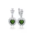 Heart Emerald CZ Cluster 925 Sterling Silver Earrings