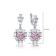 Heart Pink CZ Cluster 925 Sterling Silver Earrings