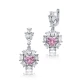 Heart Pink CZ Cluster 925 Sterling Silver Earrings