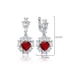 Heart Garnet CZ Cluster 925 Sterling Silver Earrings
