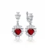 Heart Garnet CZ Cluster 925 Sterling Silver Earrings