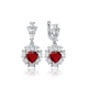 Heart Garnet CZ Cluster 925 Sterling Silver Earrings