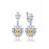 Heart Citrine CZ Cluster 925 Sterling Silver Earrings