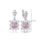 Rectangle Pink CZ Cluster 925 Sterling Silver Earrings Rectangle Pink CZ Cluster 925 Sterling Silver Earrings