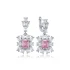 Rectangle Pink CZ Cluster 925 Sterling Silver Earrings