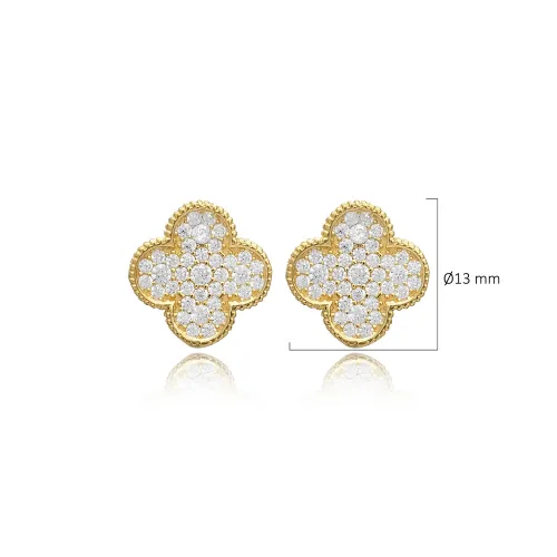 Clear CZ Clover 925 Sterling Silver Earrings Clear CZ Clover 925 Sterling Silver Earrings