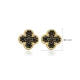 Black CZ Clover 925 Sterling Silver Earrings | 925 Sterling Silver Wholesale | Sade Silver Black CZ Clover 925 Sterling Silver Earrings - Sade 925 Silver Jewelry