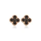 Black CZ Clover 925 Sterling Silver Earrings | 925 Sterling Silver Wholesale | Sade Silver Black CZ Clover 925 Sterling Silver Earrings - Sade 925 Silver Jewelry