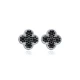 Black CZ Clover 925 Sterling Silver Earrings | 925 Sterling Silver Wholesale | Sade Silver Black CZ Clover 925 Sterling Silver Earrings - Sade 925 Silver Jewelry