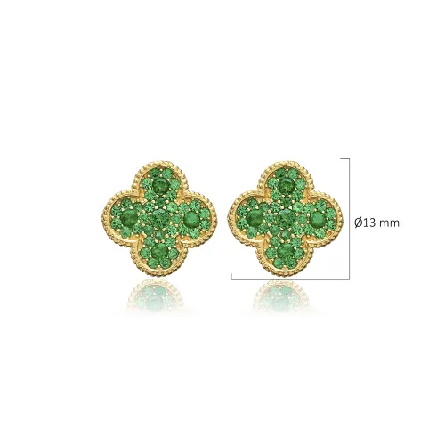 Green CZ Clover 925 Sterling Silver Earrings Green CZ Clover 925 Sterling Silver Earrings