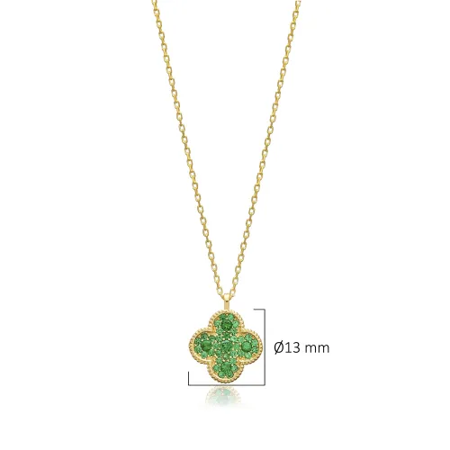 Clover Shape Green CZ 925 Sterling Silver Necklace Clover Shape Green CZ 925 Sterling Silver Necklace