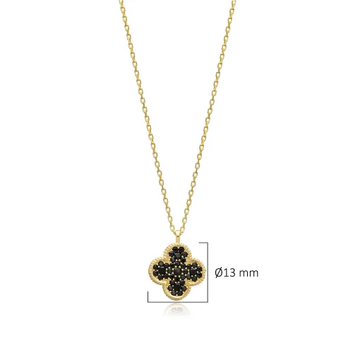 Black CZ Clover Sterling Silver Necklace Black CZ Clover Sterling Silver Necklace