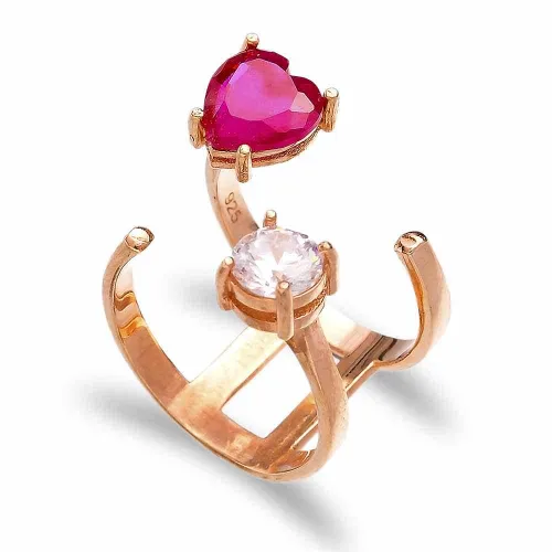 Turkish Heart Cut Ruby Adjustable Sterling Silver Ring