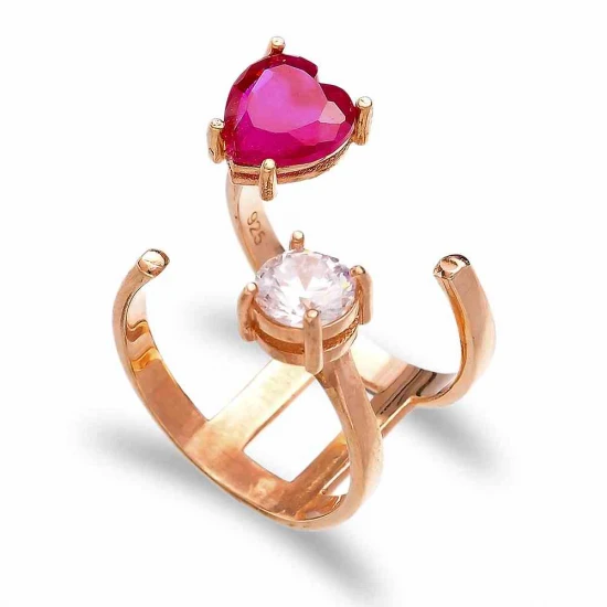 Turkish Heart Cut Ruby Adjustable Sterling Silver Ring