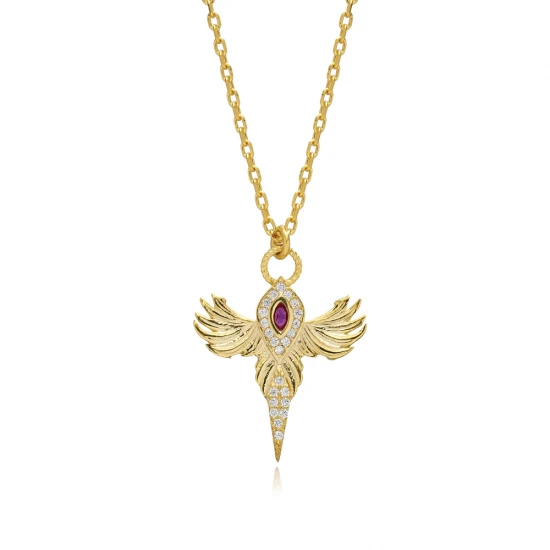 Ruby CZ Phoenix 925 Sterling Silver Necklace Ruby CZ Phoenix 925 Sterling Silver Necklace