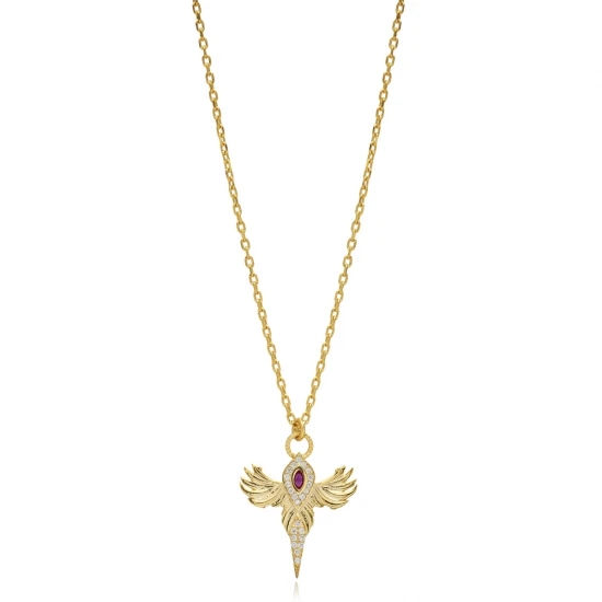 Ruby CZ Phoenix 925 Sterling Silver Necklace Ruby CZ Phoenix 925 Sterling Silver Necklace