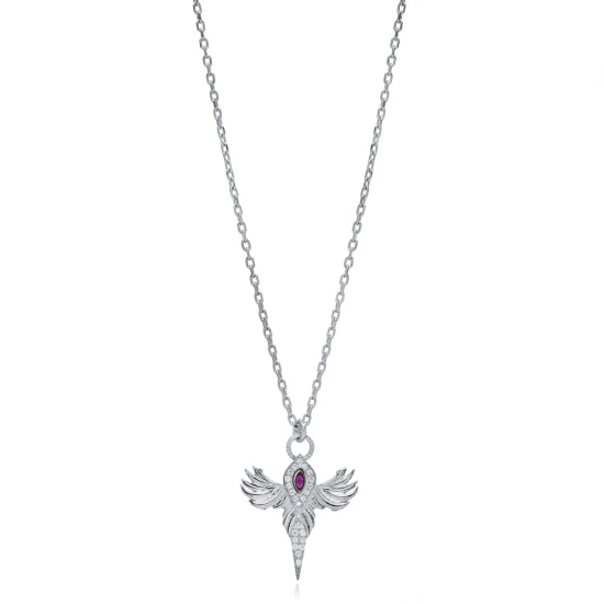 Ruby CZ Phoenix 925 Sterling Silver Necklace Ruby CZ Phoenix 925 Sterling Silver Necklace