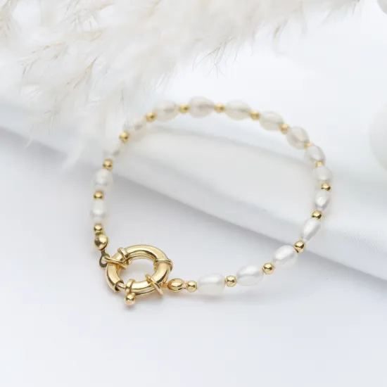 Natural Pearl Design 925 Sterling Silver Charm Bracelet Natural Pearl Design 925 Sterling Silver Charm Bracelet