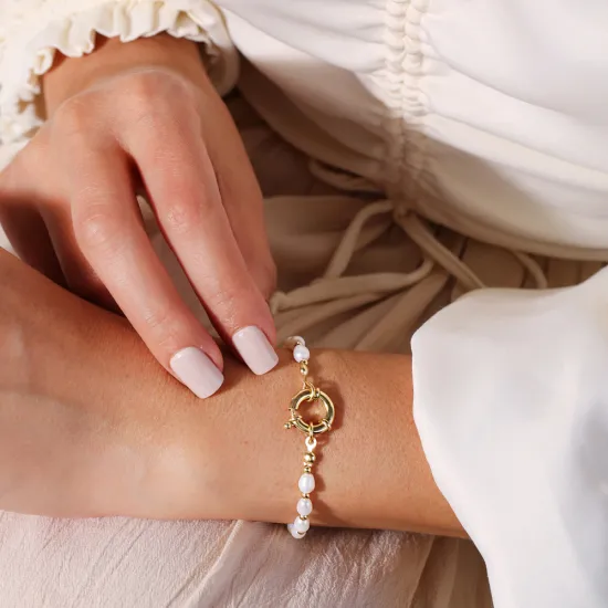 Natural Pearl Design 925 Sterling Silver Charm Bracelet Natural Pearl Design 925 Sterling Silver Charm Bracelet