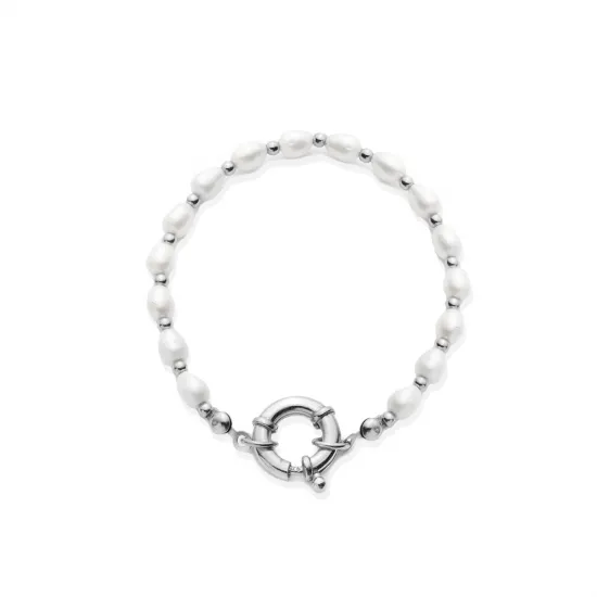 Natural Pearl Design 925 Sterling Silver Charm Bracelet Natural Pearl Design 925 Sterling Silver Charm Bracelet