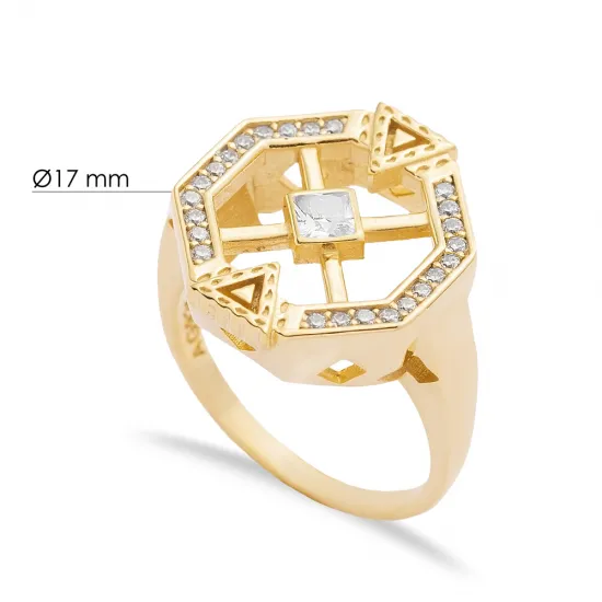 Geometric Shape Women Cluster 925 Sterling Silver Ring Geometric Shape Women Cluster 925 Sterling Silver Ring