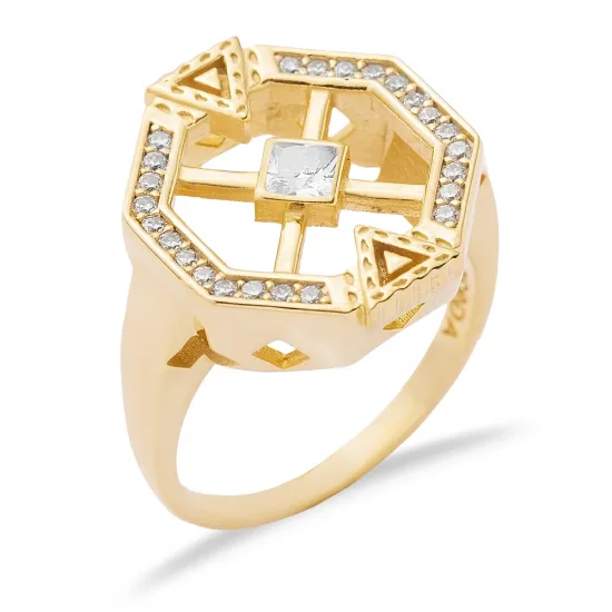 Geometric Shape Women Cluster 925 Sterling Silver Ring Geometric Shape Women Cluster 925 Sterling Silver Ring