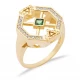 Emerald CZ Geometric Shape Women Cluster Silver Ring