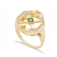 Emerald CZ Geometric Shape Women Cluster Silver Ring