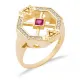 Ruby CZ Unique Geometric Design Cluster Silver Ring Ruby CZ Unique Geometric Design Cluster Silver Ring
