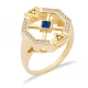 Sapphire CZ Geometric Cluster 925 Sterling Silver Ring