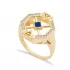 Sapphire CZ Geometric Cluster 925 Sterling Silver Ring