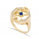 Sapphire CZ Geometric Cluster 925 Sterling Silver Ring