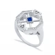 Sapphire CZ Geometric Cluster 925 Sterling Silver Ring