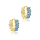 Aquamarine CZ Stone Baguette Handmade Silver Hoop Earrings Aquamarine CZ Stone Baguette Handmade Silver Hoop Earrings