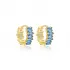 Aquamarine CZ Stone Baguette Handmade Silver Hoop Earrings