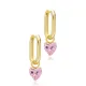 Pink CZ Heart Shape Handmade Silver Dangle Earrings Pink CZ Heart Shape Handmade Silver Dangle Earrings
