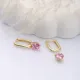 Pink CZ Heart Shape Handmade Silver Dangle Earrings Pink CZ Heart Shape Handmade Silver Dangle Earrings