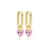 Pink CZ Heart Shape Dangle Sterling Silver Earrings
