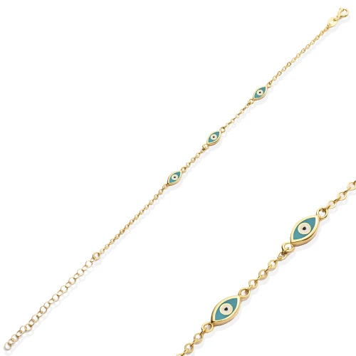 Double Side Eye Enamel Minimalist 925 Silver Bracelet